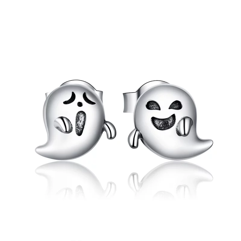 (image pour) Style Pandora en argent Les boucles d'oreilles à clous du fantôme du petit diable - BSE421