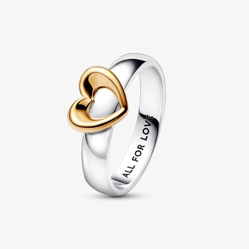 (image pour) Bague coulissante cœur éclatant bicolore PANDORA - 162504C00 - Afficher 4