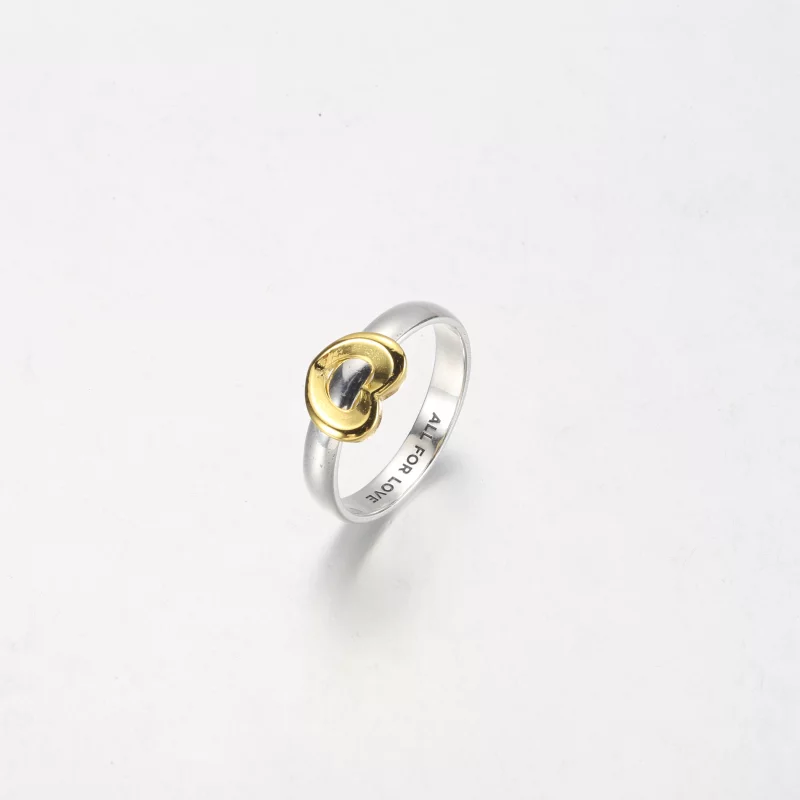 (image pour) Bague coulissante cœur éclatant bicolore PANDORA - 162504C00 - Afficher 5