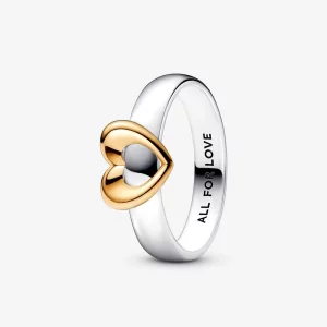 (image pour) Bague coulissante cœur éclatant bicolore PANDORA - 162504C00