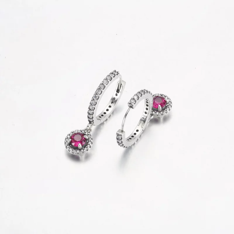 (image pour) Boucles d'oreilles cercle scintillantes PANDORA Rouge - 292379C01 - Afficher 5
