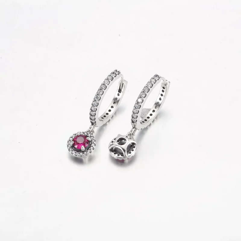 (image pour) Boucles d'oreilles cercle scintillantes PANDORA Rouge - 292379C01 - Afficher 6