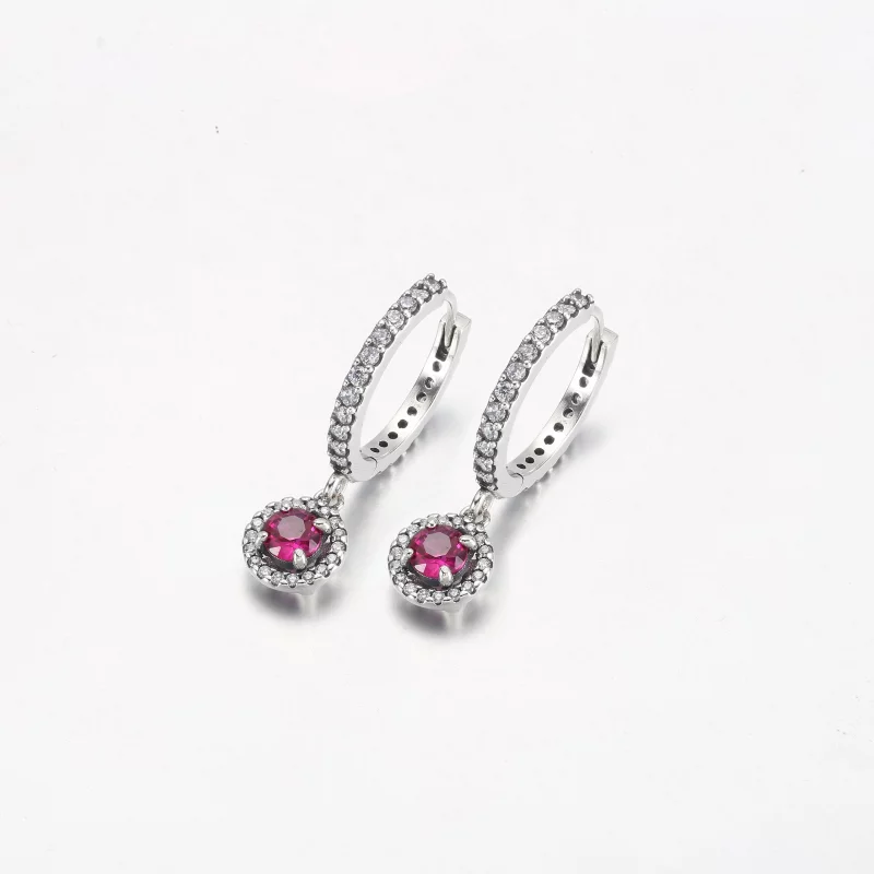 (image pour) Boucles d'oreilles cercle scintillantes PANDORA Rouge - 292379C01 - Afficher 8