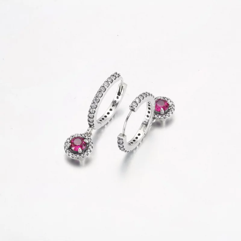 (image pour) Boucles d'oreilles cercle scintillantes PANDORA Rouge - 292379C01 - Afficher 9