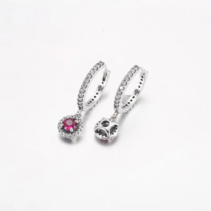 (image pour) Boucles d'oreilles cercle scintillantes PANDORA Rouge - 292379C01 - Afficher 10