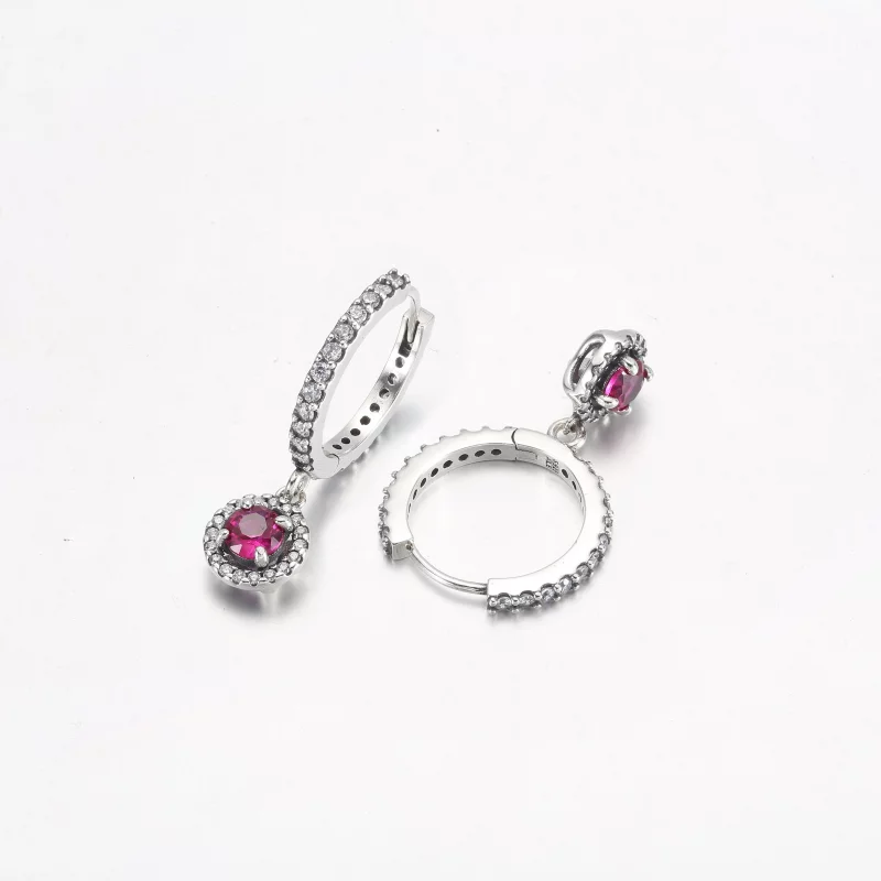(image pour) Boucles d'oreilles cercle scintillantes PANDORA Rouge - 292379C01 - Afficher 11