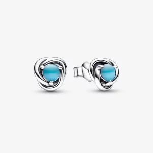 (image pour) Boucles d'oreilles clou cercle d'éternité PANDORA en turquoise bleu décembre - 292335C02