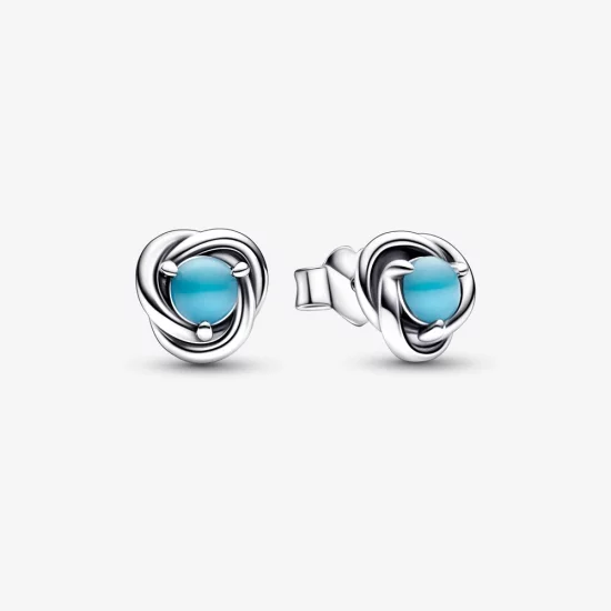 (image pour) Boucles d'oreilles clou cercle d'éternité PANDORA en turquoise bleu décembre - 292335C02