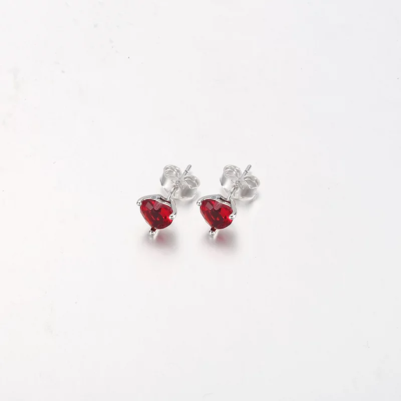 (image pour) Boucles d'oreilles clou PANDORA Cœur Rouge - 292549C01 - Afficher 3