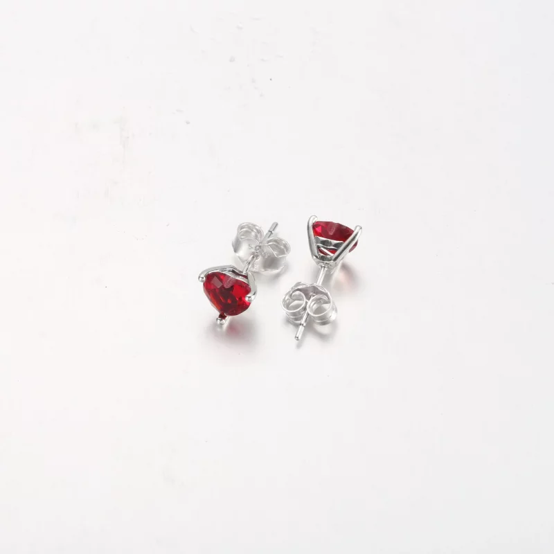 (image pour) Boucles d'oreilles clou PANDORA Cœur Rouge - 292549C01 - Afficher 4