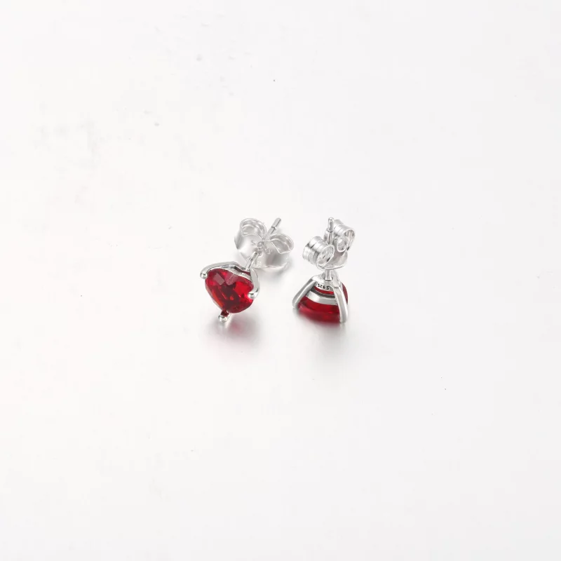 (image pour) Boucles d'oreilles clou PANDORA Cœur Rouge - 292549C01 - Afficher 5