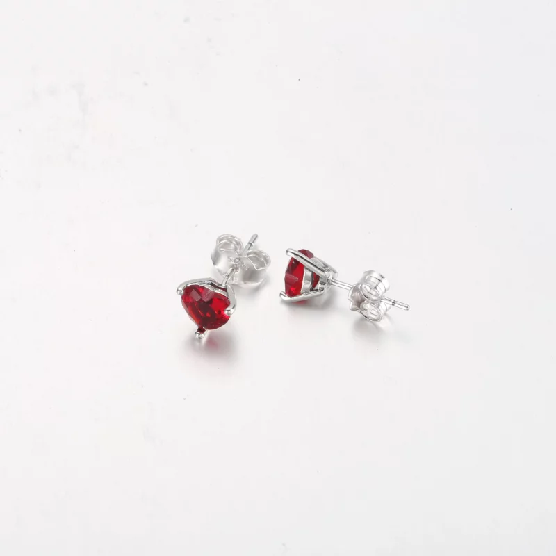 (image pour) Boucles d'oreilles clou PANDORA Cœur Rouge - 292549C01 - Afficher 6