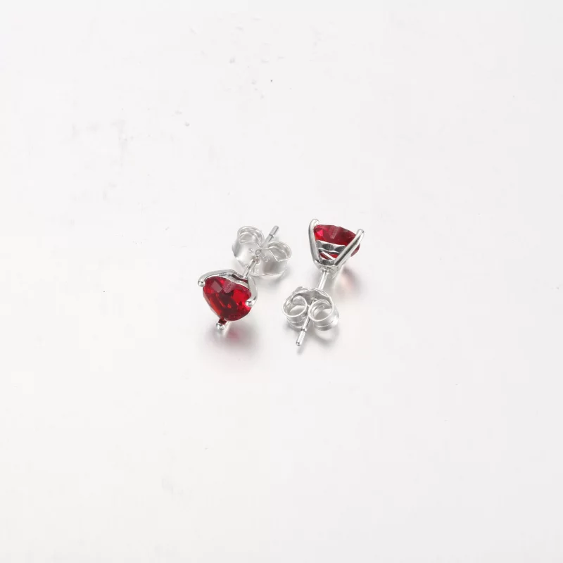 (image pour) Boucles d'oreilles clou PANDORA Cœur Rouge - 292549C01 - Afficher 8