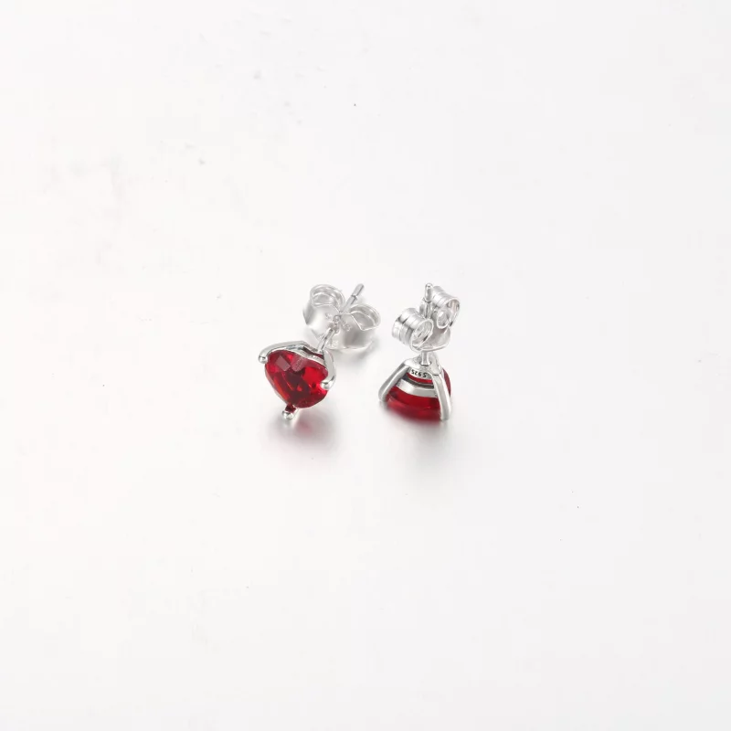 (image pour) Boucles d'oreilles clou PANDORA Cœur Rouge - 292549C01 - Afficher 9