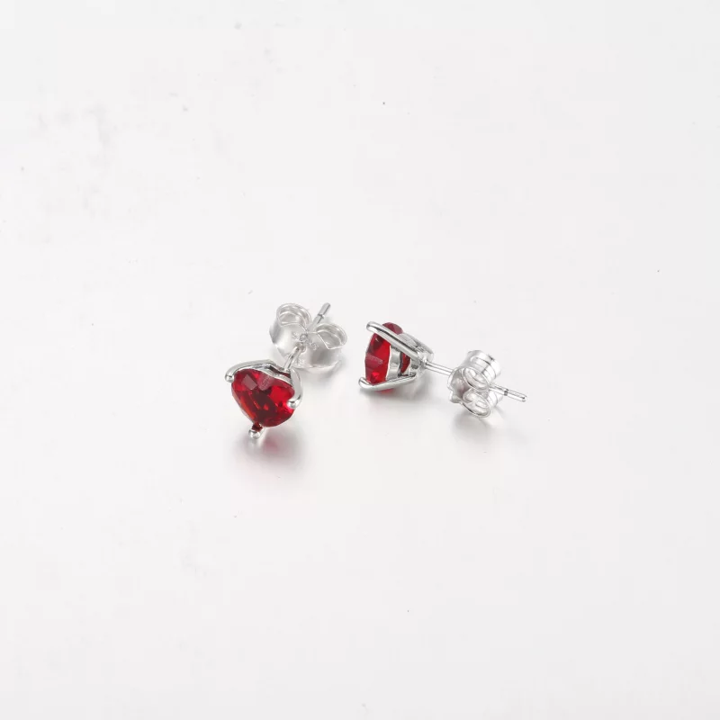 (image pour) Boucles d'oreilles clou PANDORA Cœur Rouge - 292549C01 - Afficher 10