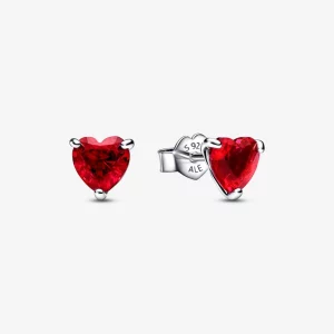 (image pour) Boucles d'oreilles clou PANDORA Cœur Rouge - 292549C01