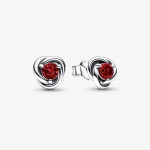(image pour) Boucles d'oreilles clous cercle éternité rouge de janvier PANDORA - 292334C06