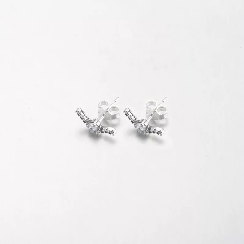 (image pour) Boucles d'oreilles clous PANDORA Sparkling Wave - 292544C01 - Afficher 3