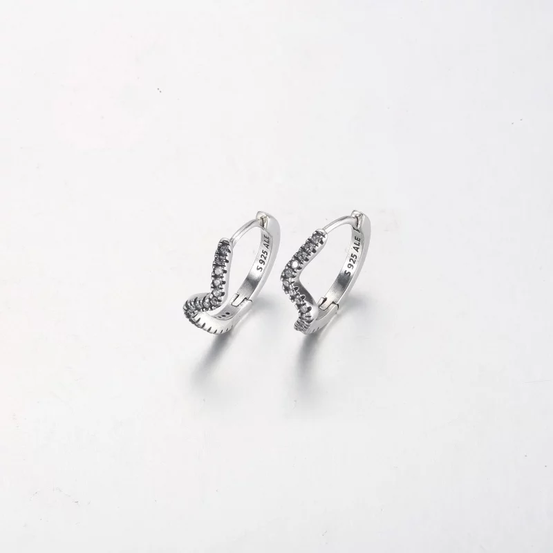 (image pour) Boucles d'oreilles créoles PANDORA Sparkling Wave - 292545C01 - Afficher 3