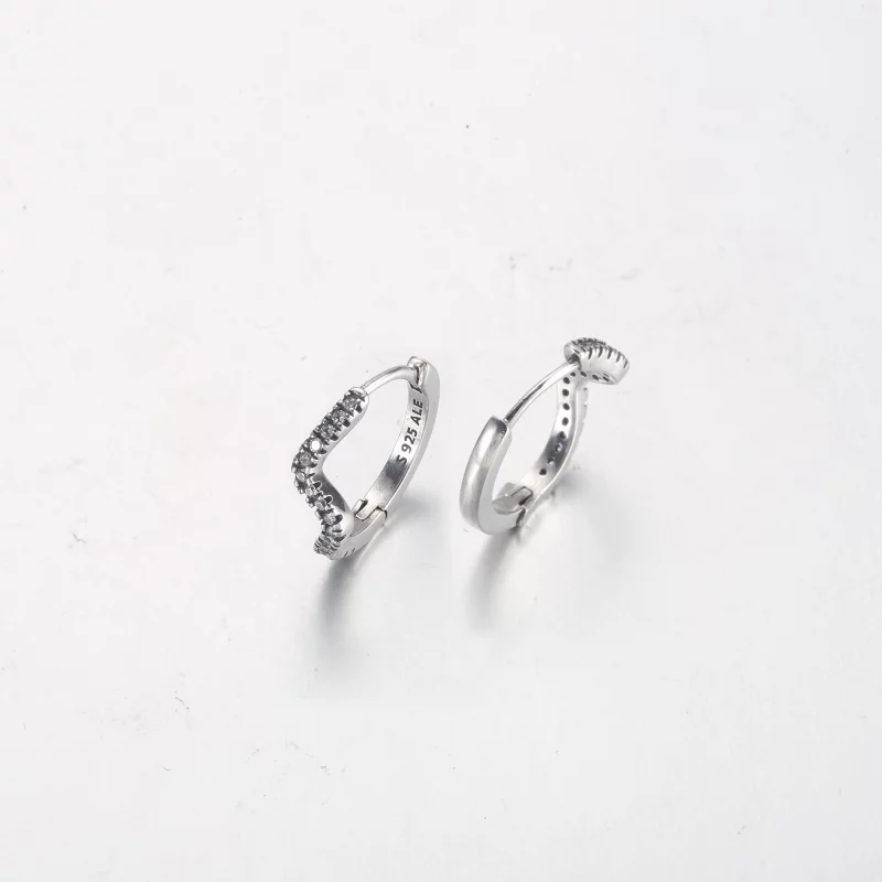 (image pour) Boucles d'oreilles créoles PANDORA Sparkling Wave - 292545C01 - Afficher 10