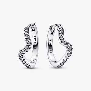 (image pour) Boucles d'oreilles créoles PANDORA Sparkling Wave - 292545C01