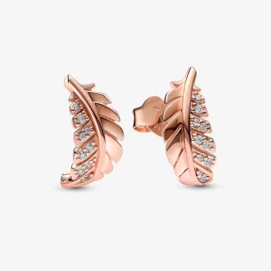 (image pour) Boucles d'oreilles PANDORA flottantes en forme de plume courbée - 282574C01