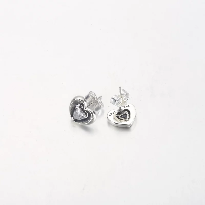 (image pour) Boucles d'oreilles PANDORA Radiant Heart & Floating Stone - 292500C01 - Afficher 5