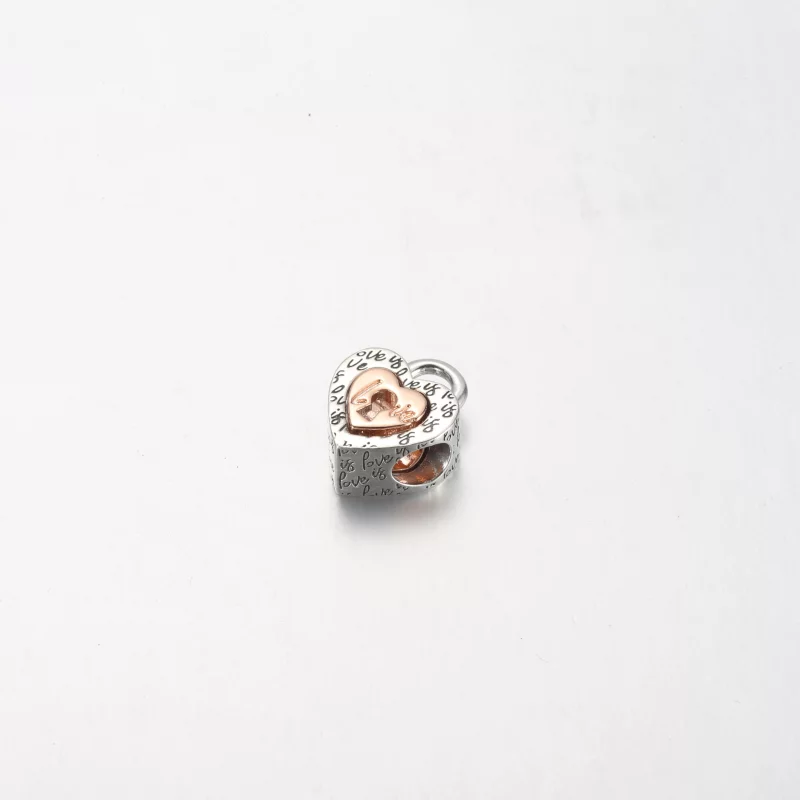 (image pour) Charm en forme de cœur séparable PANDORA avec cadenas bicolore - 782505C00 - Afficher 5