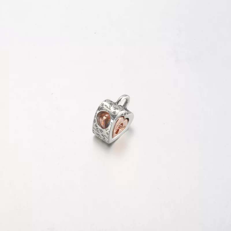 (image pour) Charm en forme de cœur séparable PANDORA avec cadenas bicolore - 782505C00 - Afficher 6
