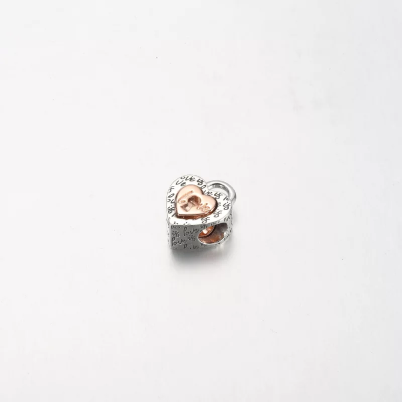 (image pour) Charm en forme de cœur séparable PANDORA avec cadenas bicolore - 782505C00 - Afficher 9