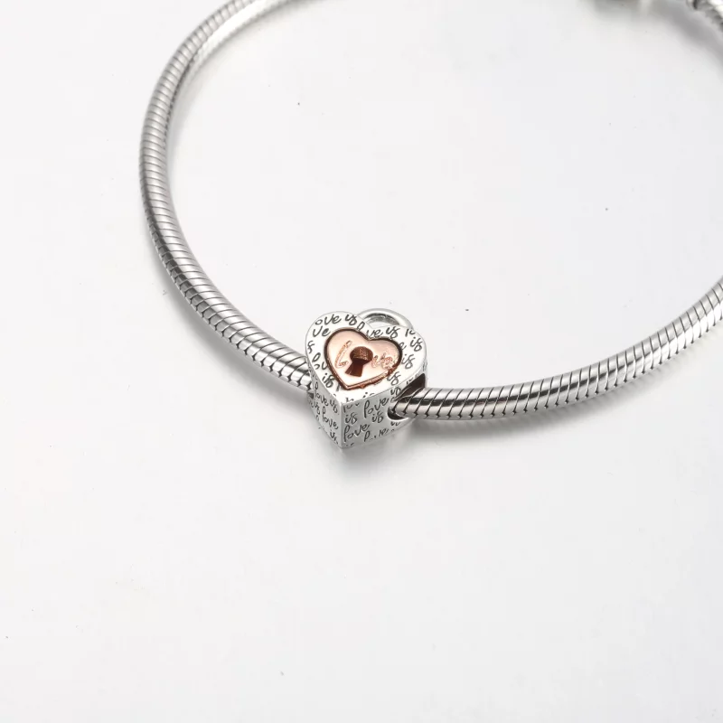 (image pour) Charm en forme de cœur séparable PANDORA avec cadenas bicolore - 782505C00 - Afficher 12