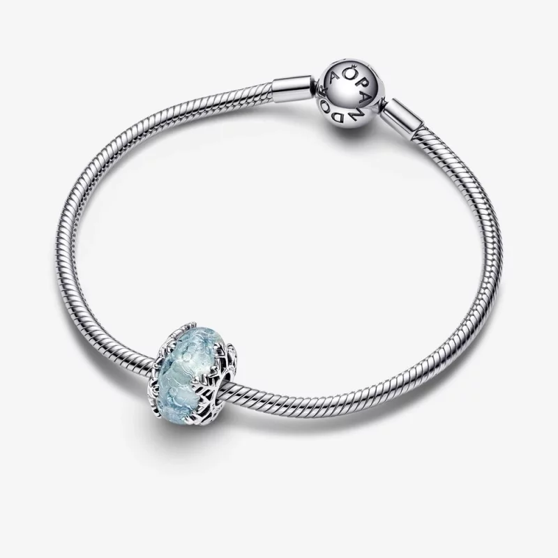 (image pour) Charm en verre de Murano bleu hiver avec flocon de neige PANDORA - 792377C00 - Afficher 4