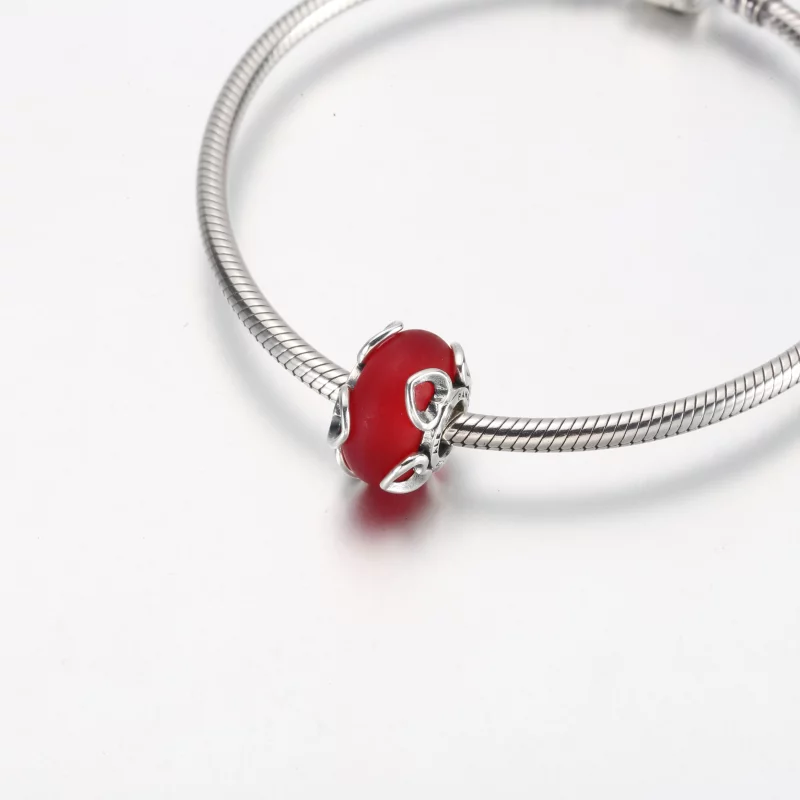 (image pour) Charm en verre de Murano rouge givré et cœurs PANDORA - 792497C01 - Afficher 12