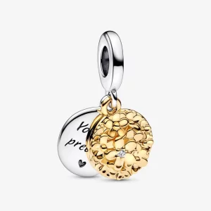(image pour) Charm Pandora à double pendentif Daisy bicolore - 762341C01