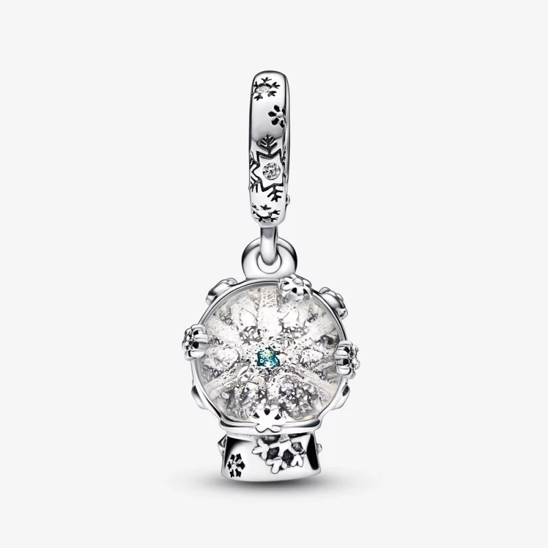 (image pour) Charm pendant en forme de globe de neige flocon de neige PANDORA - 792369C01 - Afficher 4