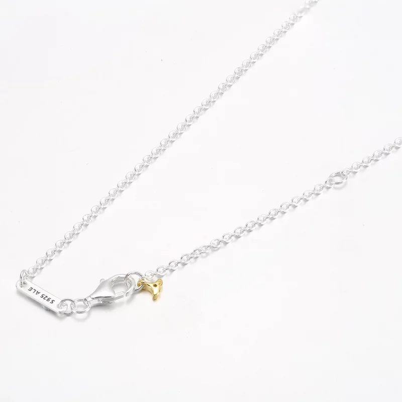(image pour) Collier PANDORA Ginkgo en argent sterling et plaqué or 14 carats avec zircon cub - Afficher 4