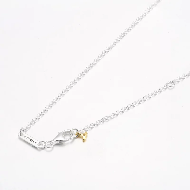 (image pour) Collier PANDORA Ginkgo en argent sterling et plaqué or 14 carats avec zircon cub - Afficher 8