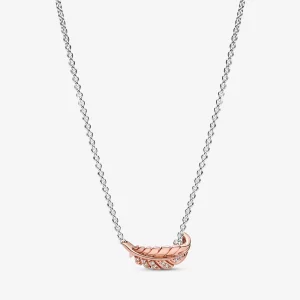 (image pour) Collier PANDORA à plume flottante courbée bicolore - 382575C01-45