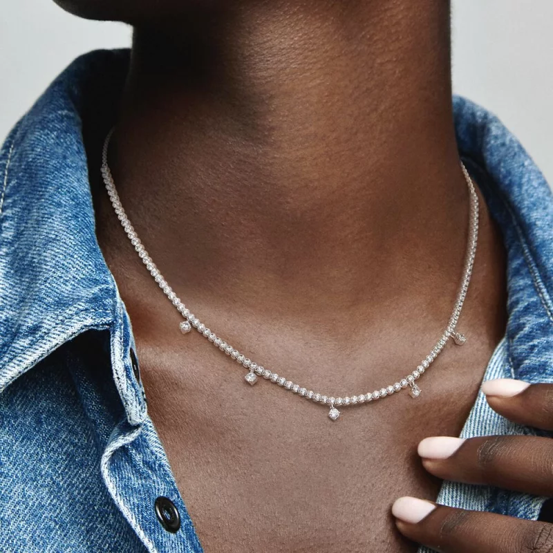 (image pour) Collier PANDORA Sparkling Drop - Référence 392405C01 - Afficher 3