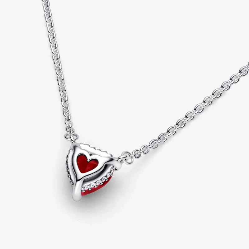(image pour) Collier pendentif PANDORA en forme de cœur étincelant avec halo - 392542C01 - Afficher 3