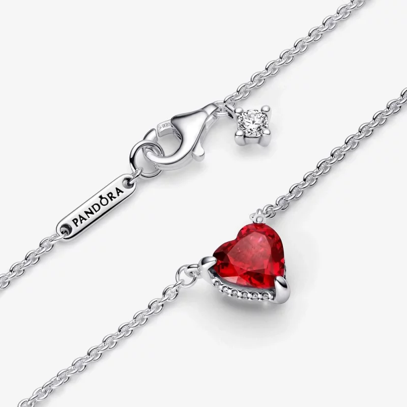 (image pour) Collier pendentif PANDORA en forme de cœur étincelant avec halo - 392542C01 - Afficher 4