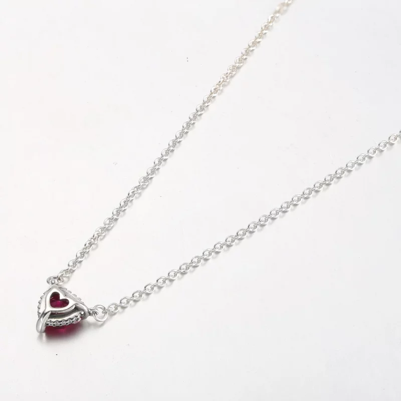 (image pour) Collier pendentif PANDORA en forme de cœur étincelant avec halo - 392542C01 - Afficher 6