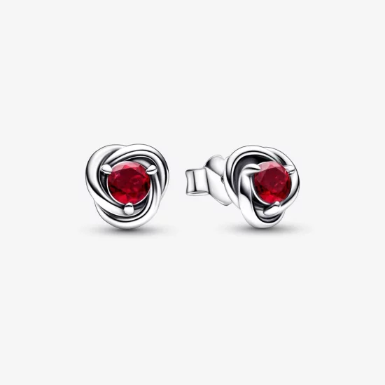 (image pour) PANDORA Boucles d'oreilles clous cercle d'éternité True Red de juillet - 292334C01