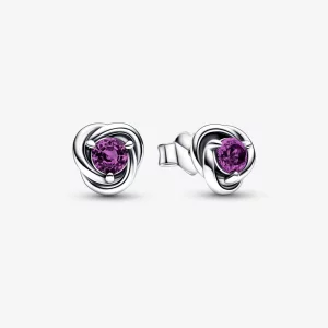 (image pour) PANDORA Boucles d'oreilles à clous cercle éternel pourpre de février - 292334C02