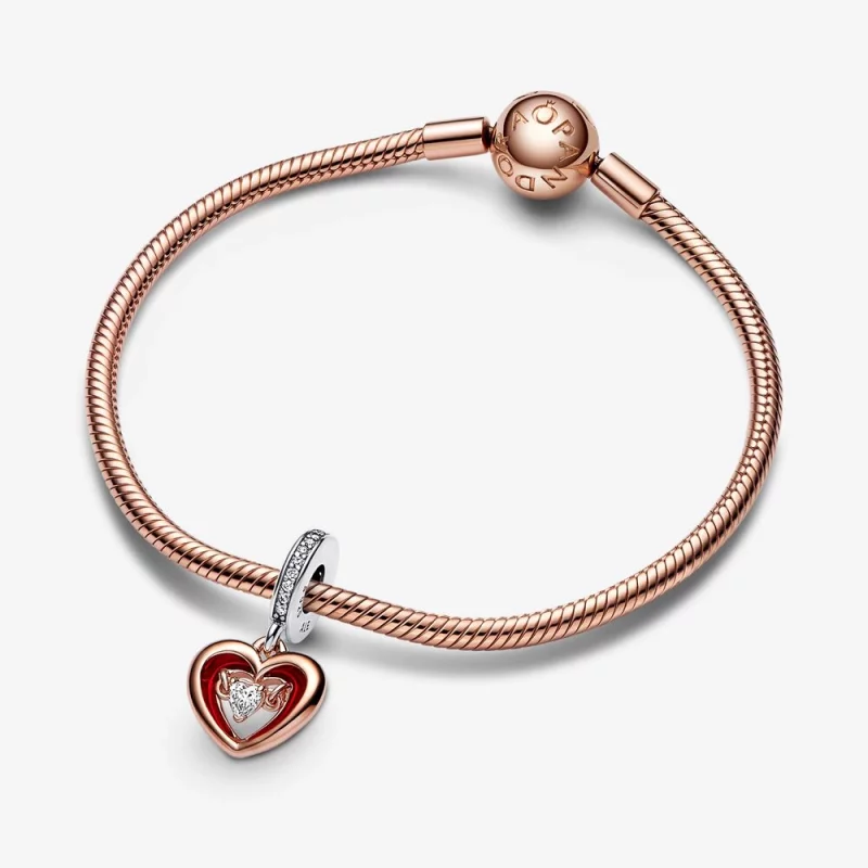 (image pour) PANDORA Breloque pendante cœur éclatant bicolore - 782450C01 - Afficher 4