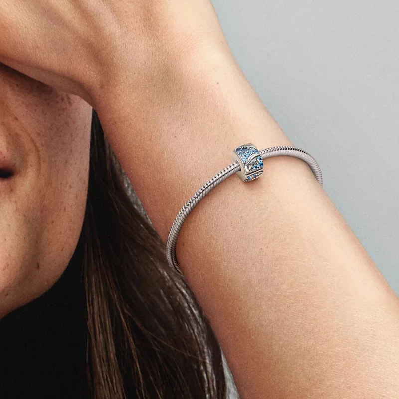 (image pour) PANDORA Charm Clip Plume Courbée & Pavé - 792552C01 - Afficher 3