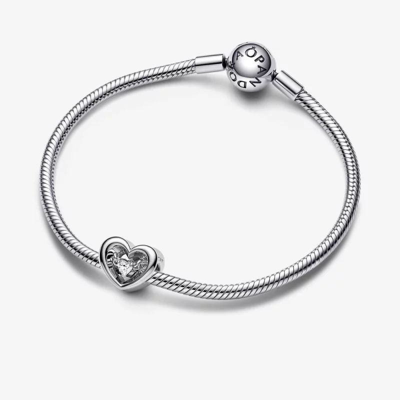 (image pour) PANDORA Charm Cœur Radieux et Pierre Flottante - 792493C01 - Afficher 4