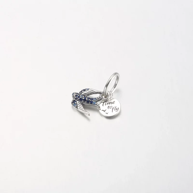 (image pour) PANDORA Charm Double Pendentif Hirondelle Étincelante & Citation - 792570C01 - Afficher 5