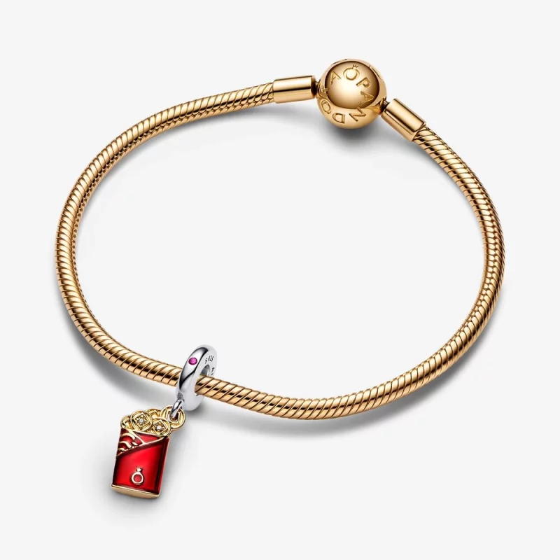(image pour) PANDORA Charmante breloque pendante enveloppe rouge bicolore - 762470C01 - Afficher 4