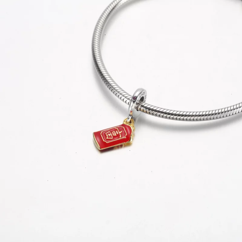 (image pour) PANDORA Charmante breloque pendante enveloppe rouge bicolore - 762470C01 - Afficher 7